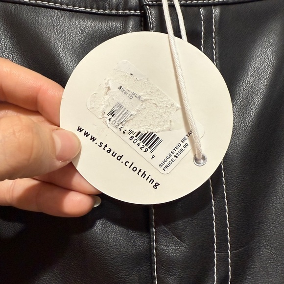 NWT STAUD Elliot Vegan Leather Straight-Leg Pants Sz 10 Black Fall Staple Timele - Picture 8 of 12
